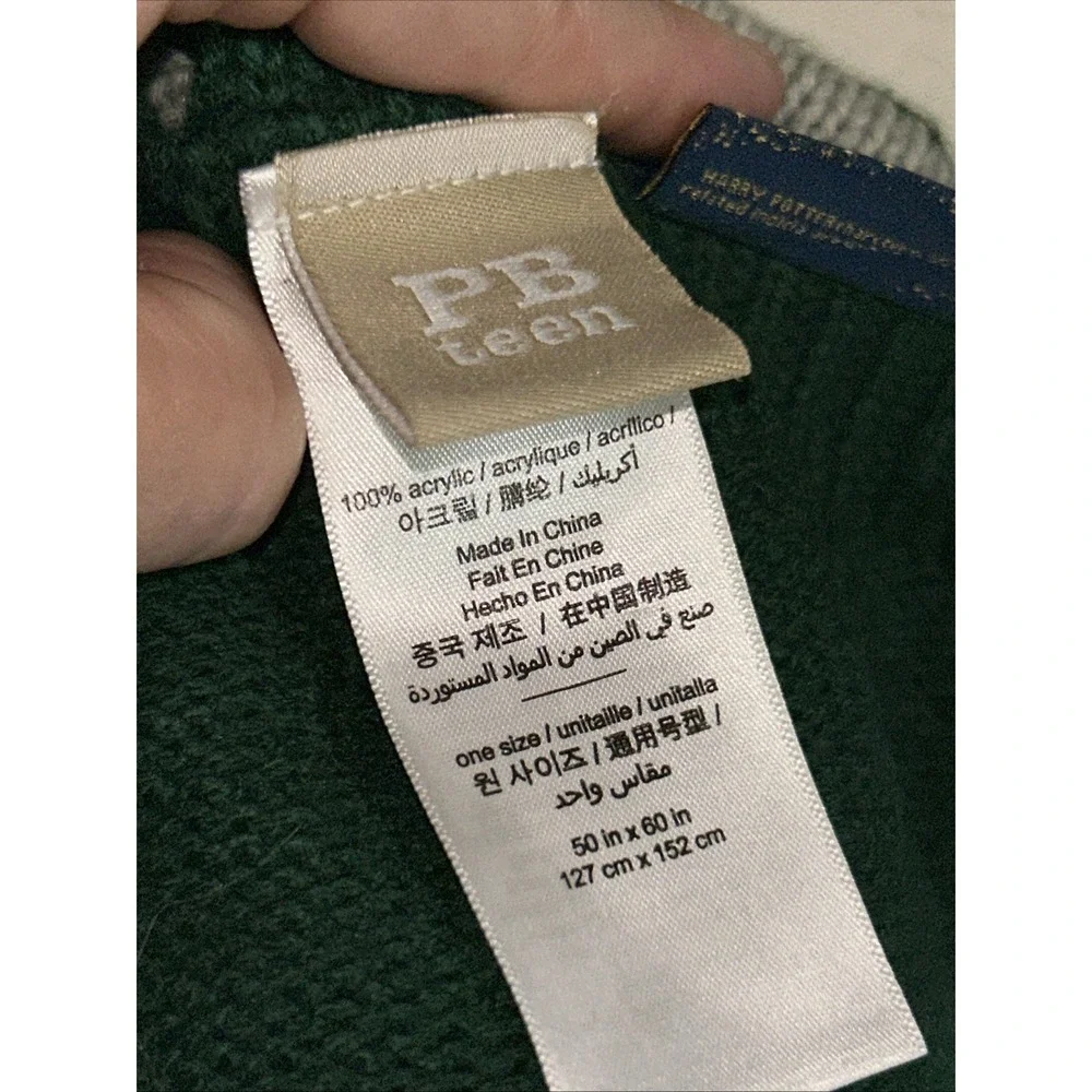 Pottery Barn Teen Harry Potter Slytherin Green Stripe Knit Throw Blanket 50x60